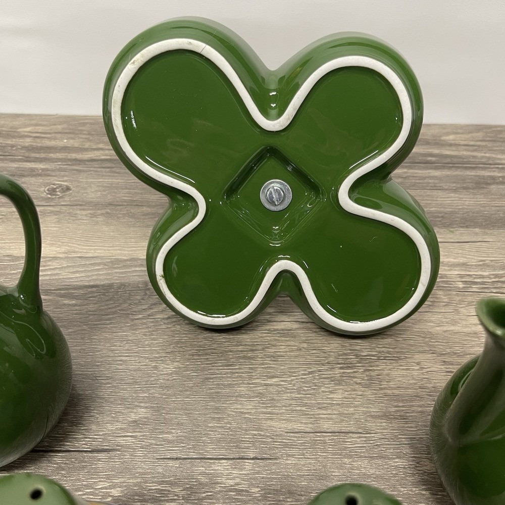 Sao Paulo Brasil Cruet Set Ceramic Green Brazil Flag 5 Piece Caddy - Picture 8 of 16